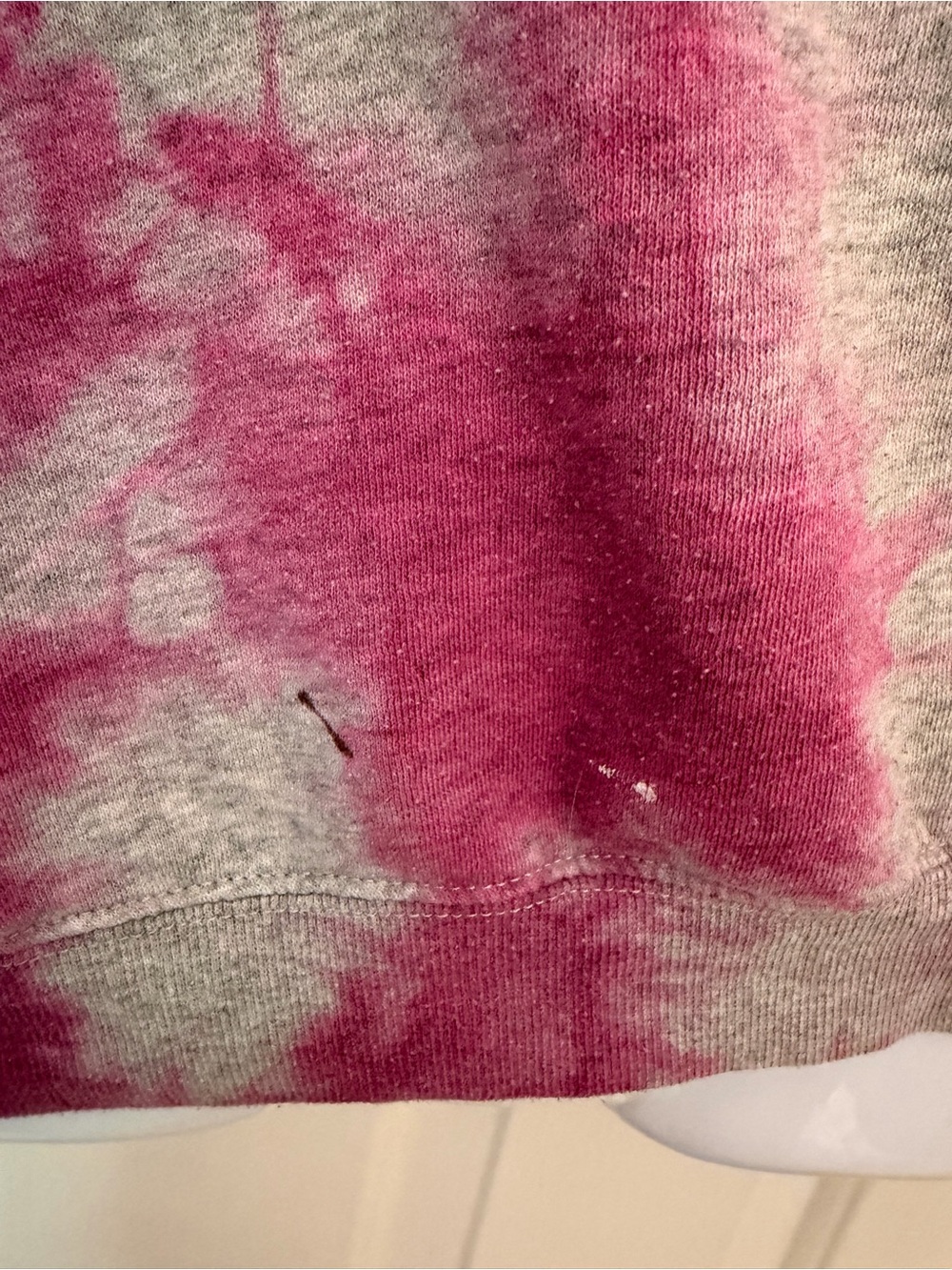 🩷 3/$18 Pink Gray Tie Dye Fleece Crewneck Sweatshirt Oversized Small - Picture 3 of 7
